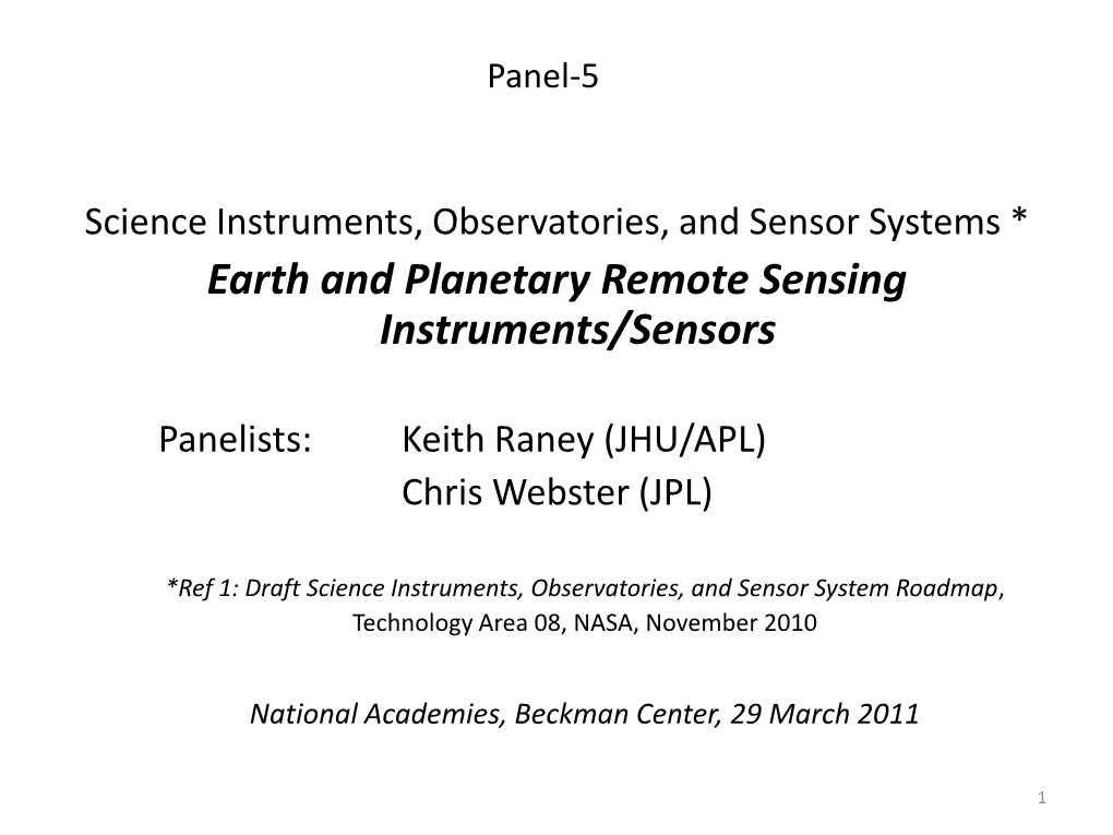 Earth and Planetary Remote Sensing Instruments/Sensors