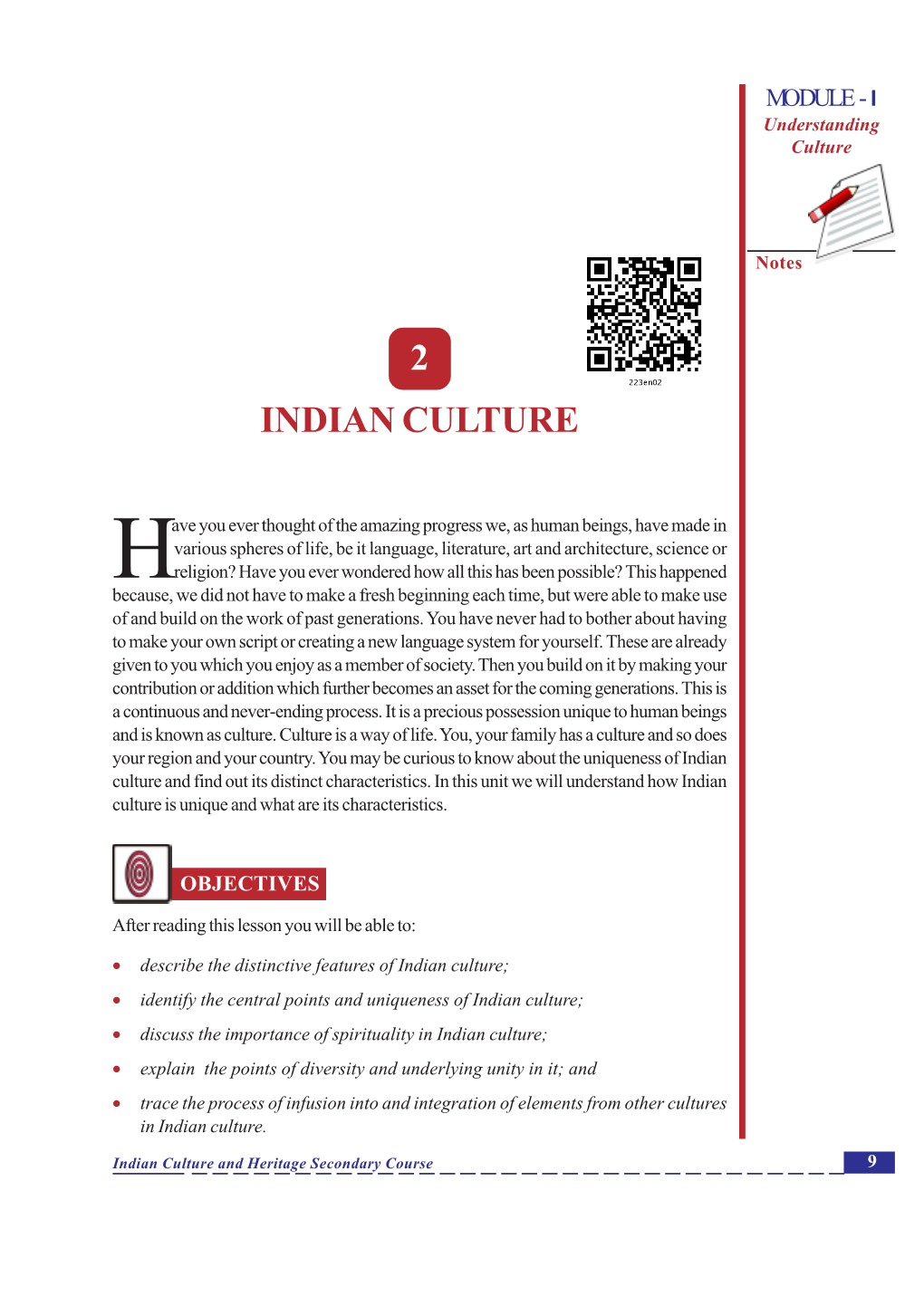 Indian Culture MODULE - I Understanding Culture