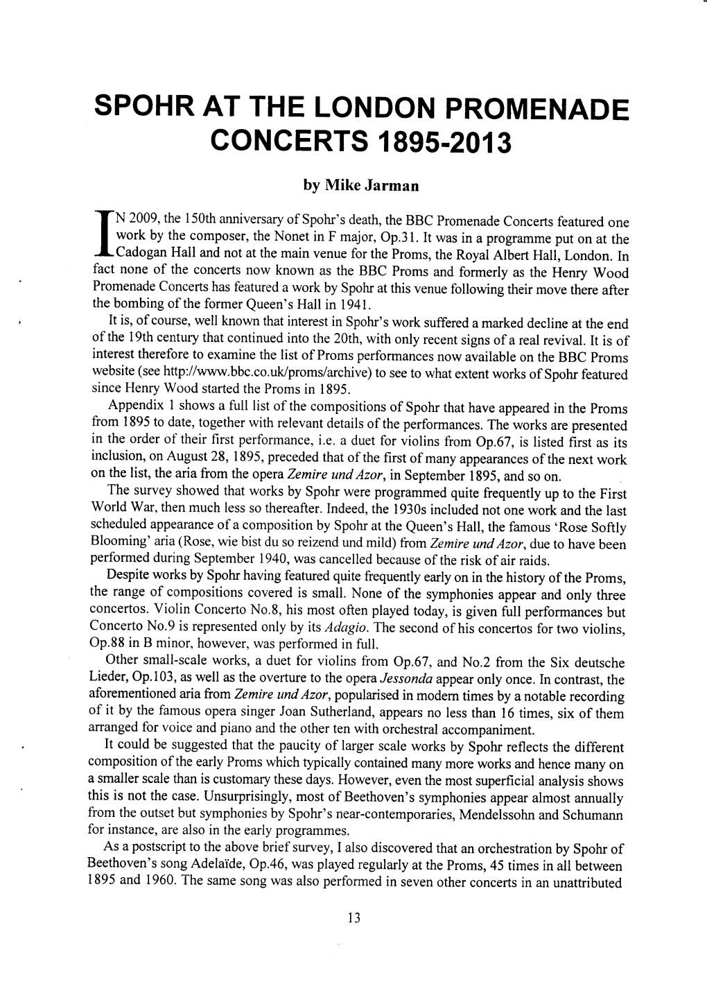 Spohr at the London Promenade Concerts 1895–2013
