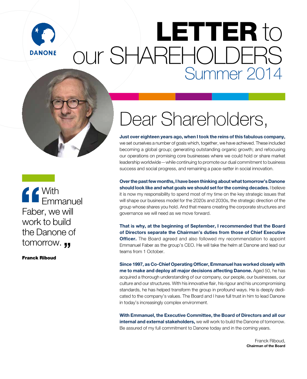 Letter to Our Shareholders Summer 2014