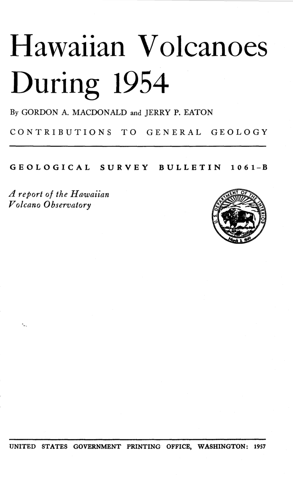 Hawaiian Volcanoes During 1954