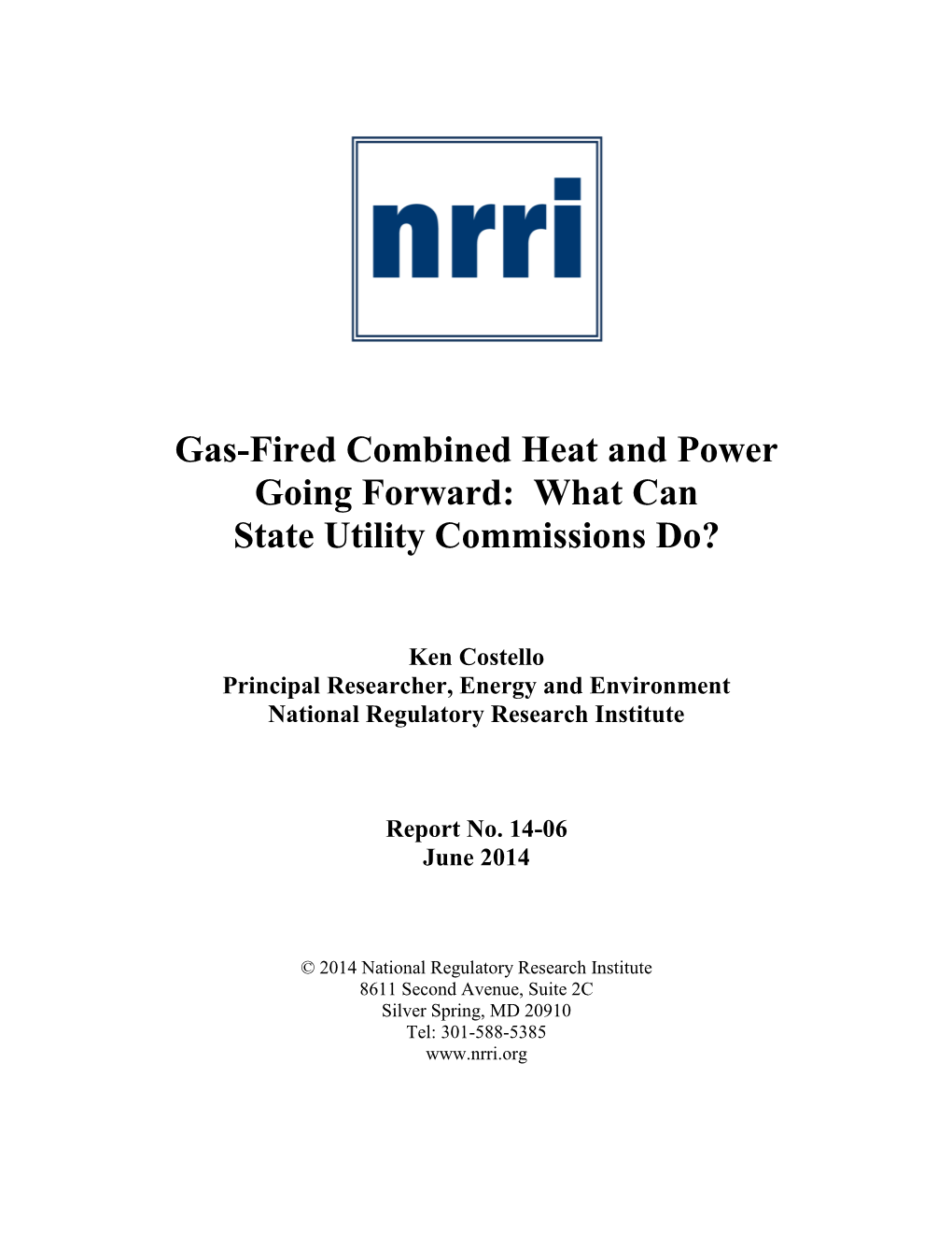 Gas-Fired Combined Heat and Power Going Forward: What Can State Utility Commissions Do?