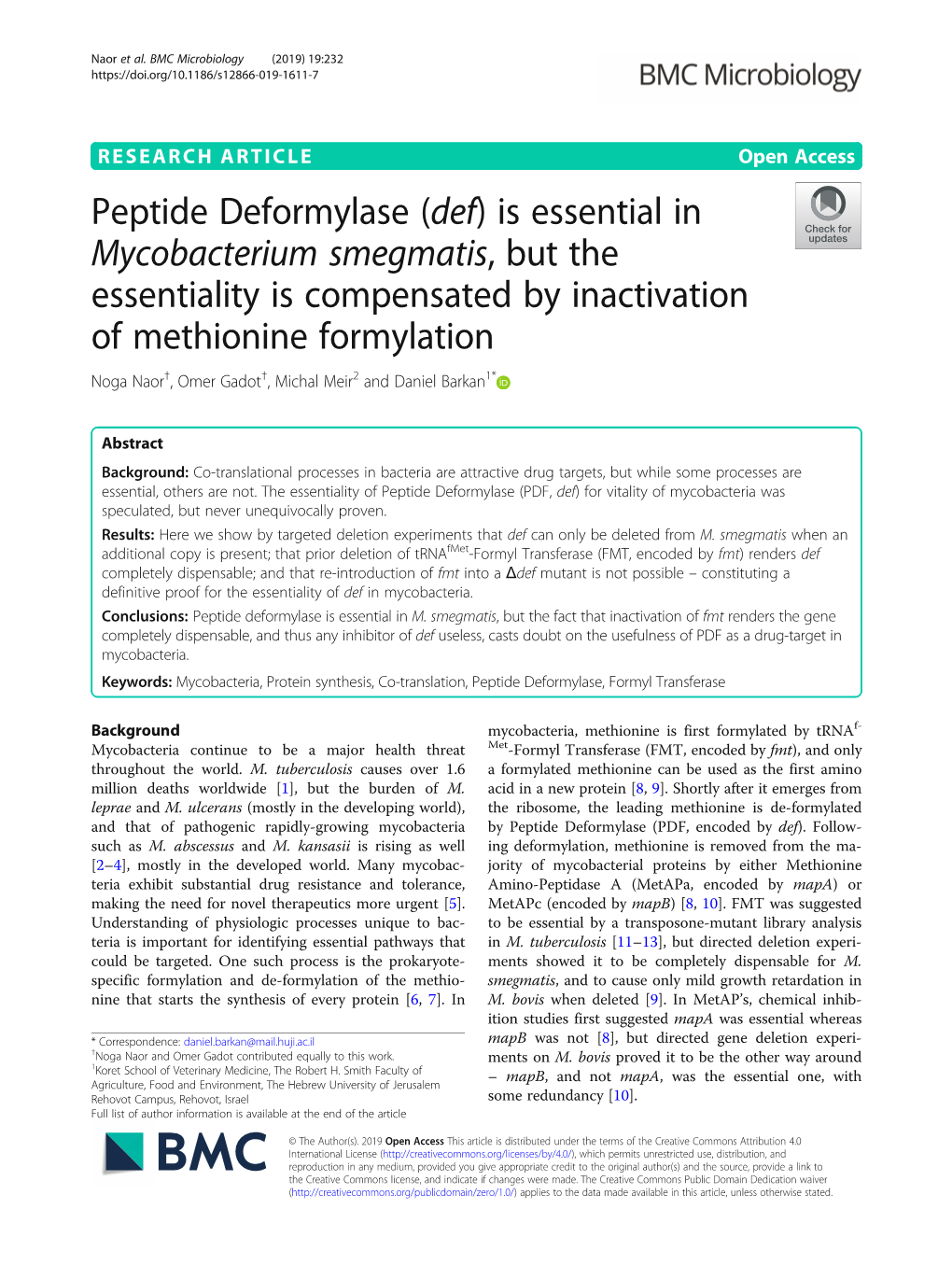 Peptide Deformylase