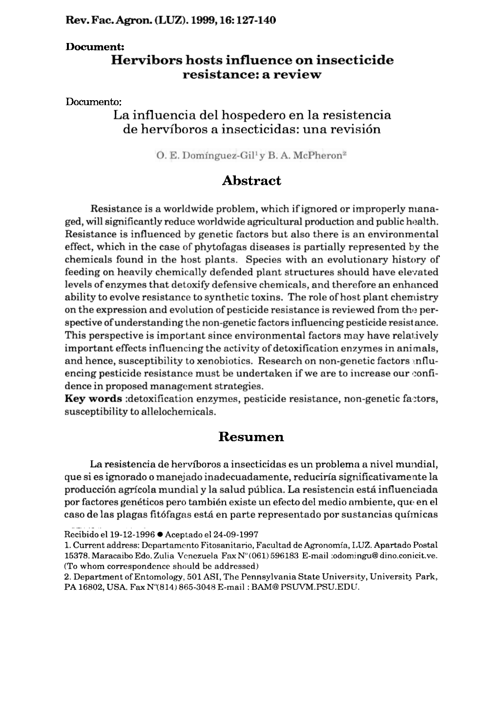 Hervibors Hosts Influence on Insecticide Resistance: a Review