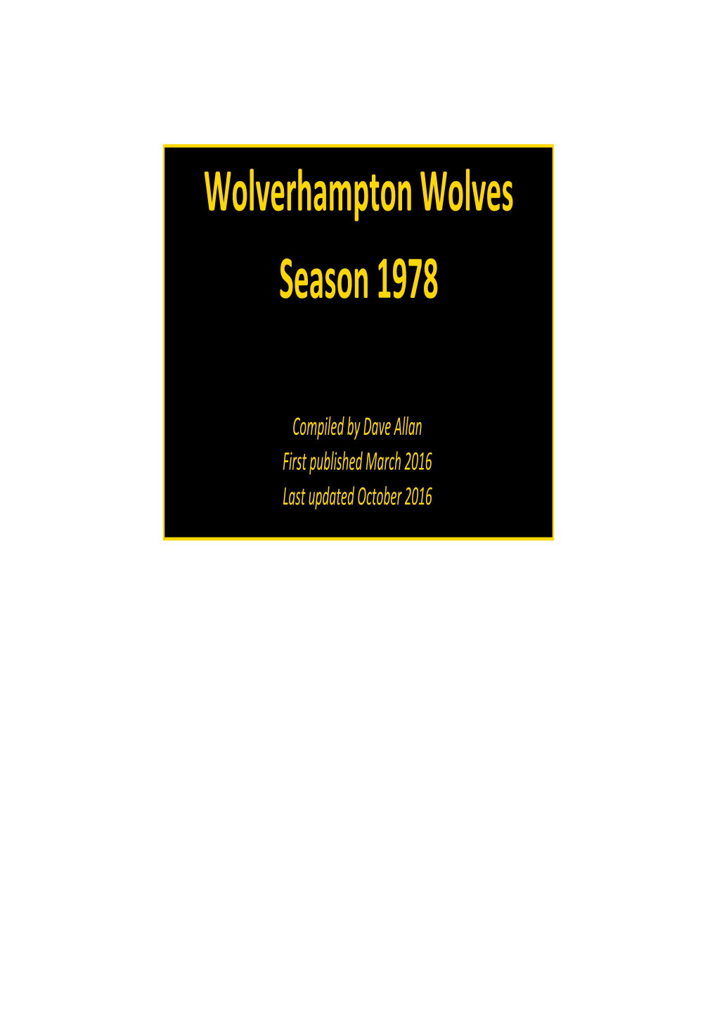 Wolverhampton Wolves Season 1978