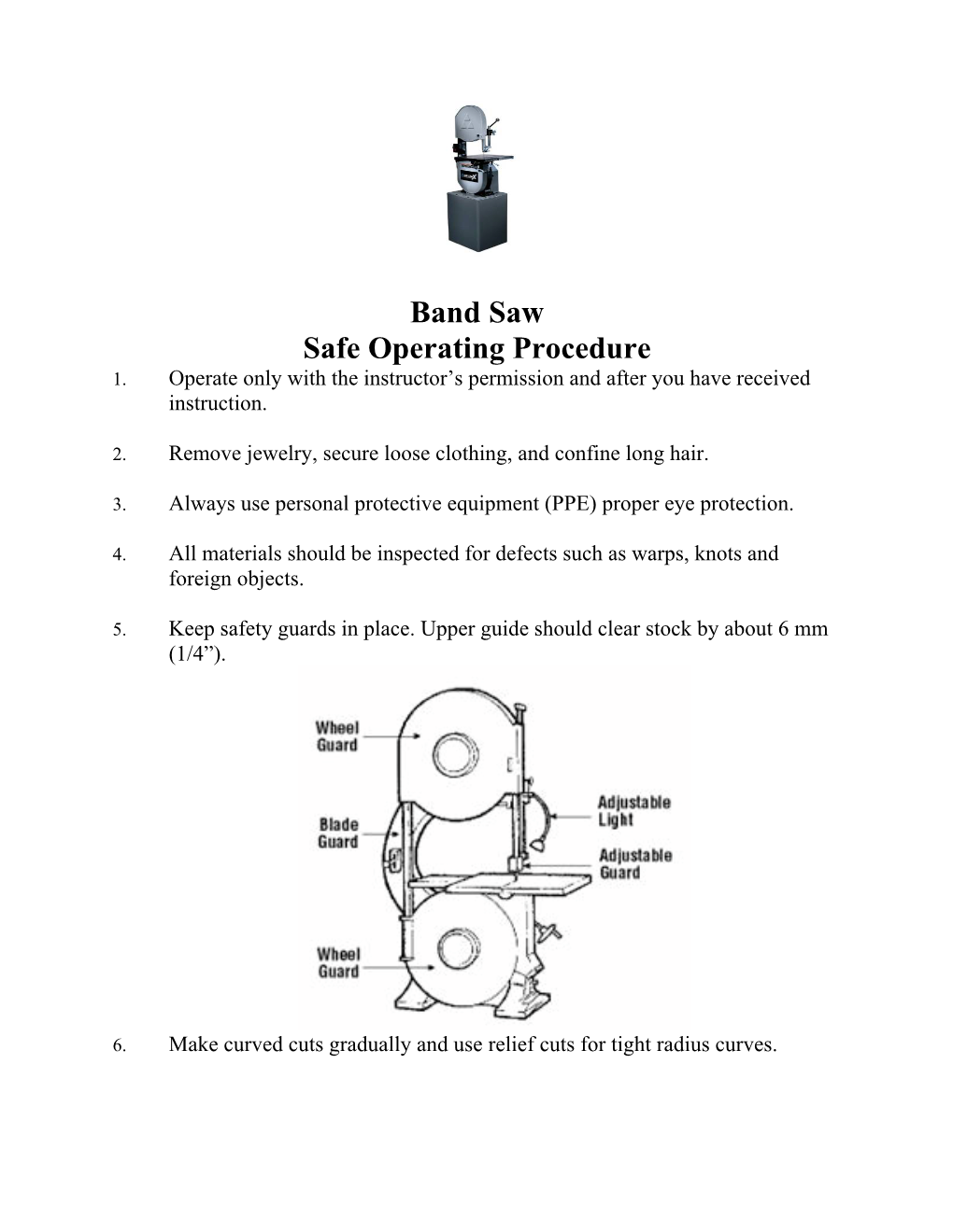 Band Saw Safe Operating Procedure 1