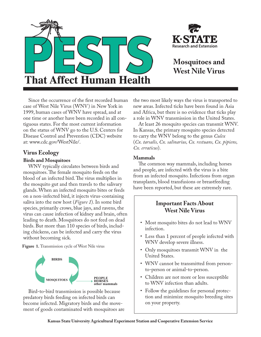MF2571 Mosquitoes and West Nile Virus: Pests That Affect Human Health