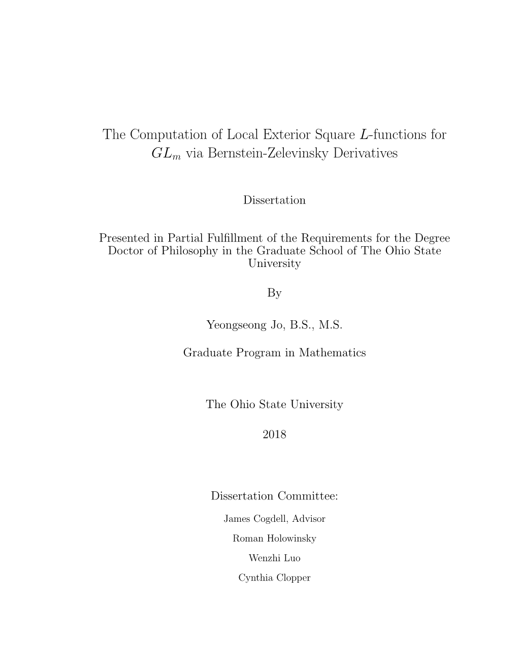 The Computation of Local Exterior Square L-Functions for Glm Via Bernstein-Zelevinsky Derivatives