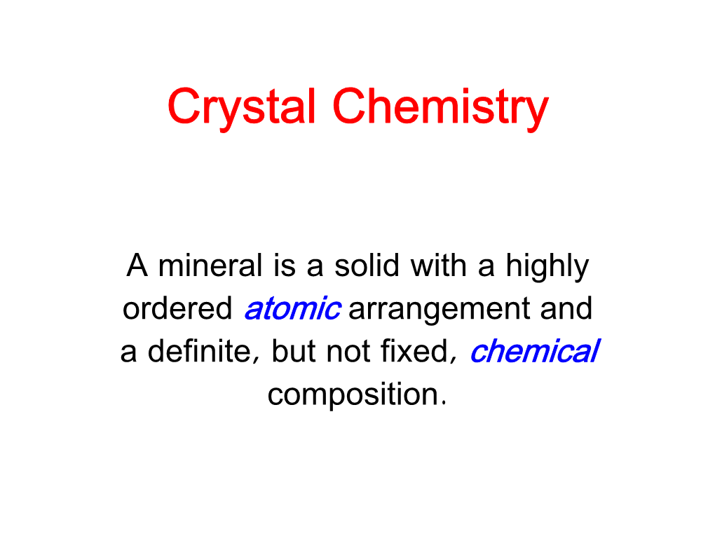 Crystal Chemistry