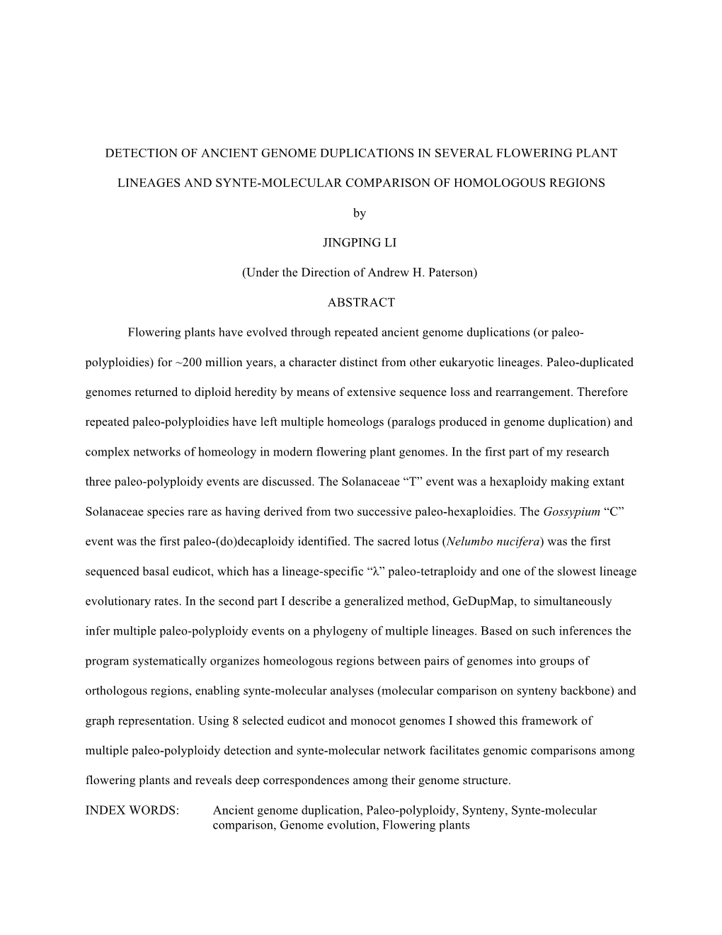 Detection of Ancient Genome Duplications in Several Flowering Plant