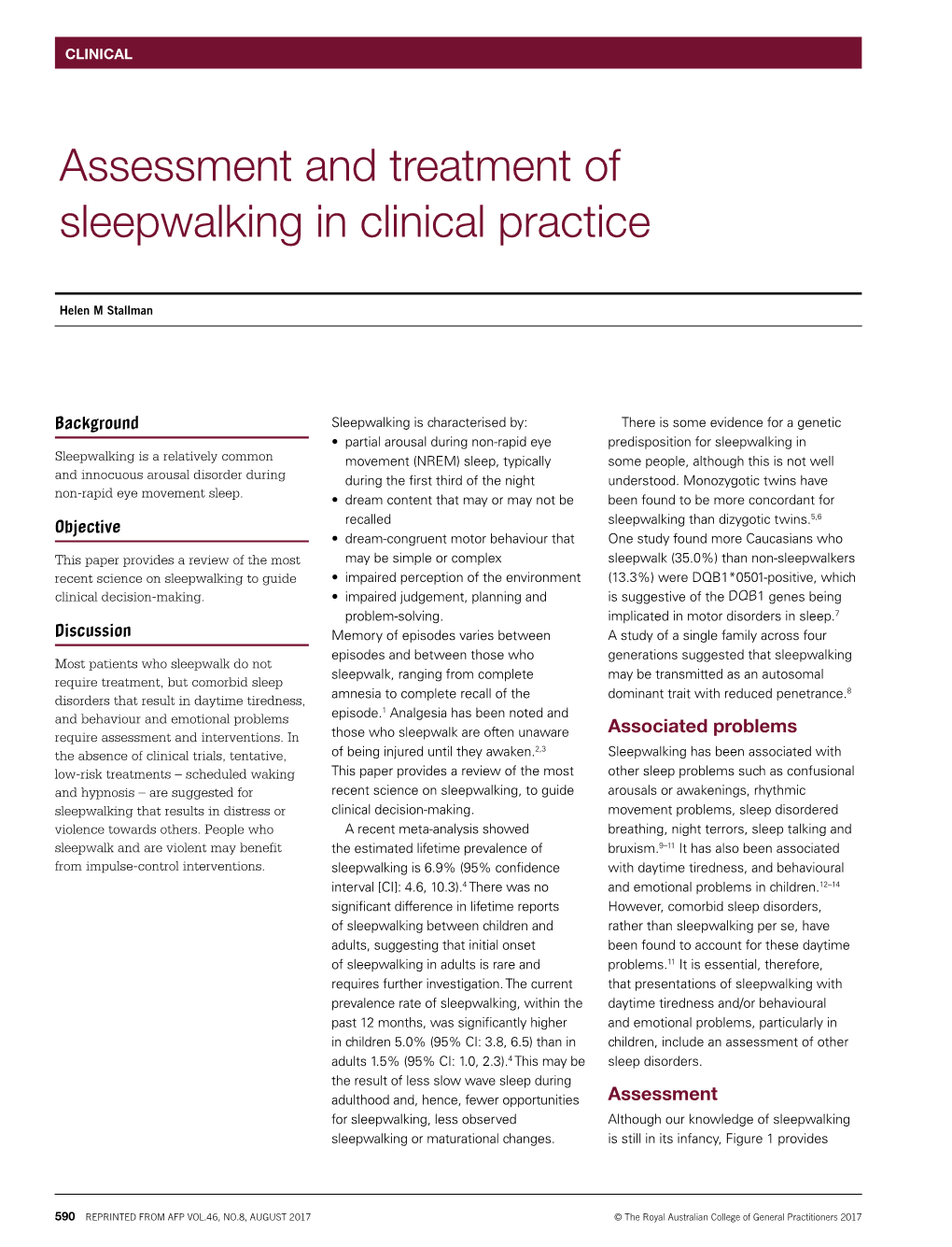 Assessment and Treatment of Sleepwalking in Clinical Practice