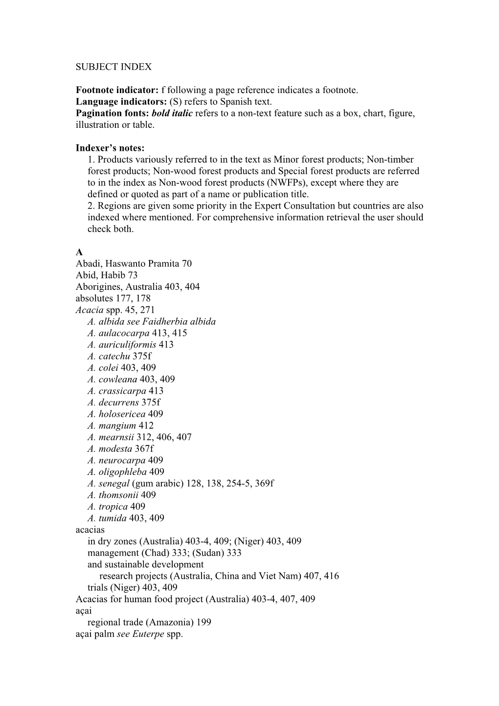 SUBJECT INDEX Footnote Indicator