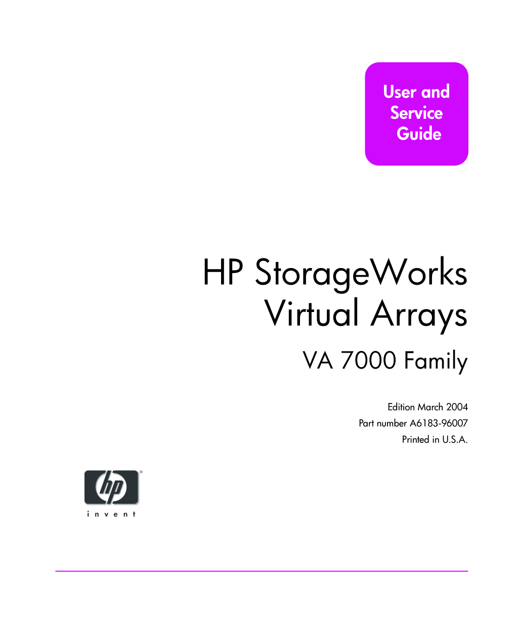 HP Storageworks Virtual Arrays User & Service Guide