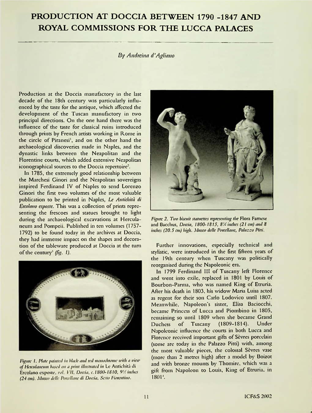 Production at Doccia Between 1790 -1847 and Royal Commissions for the Lucca Palaces