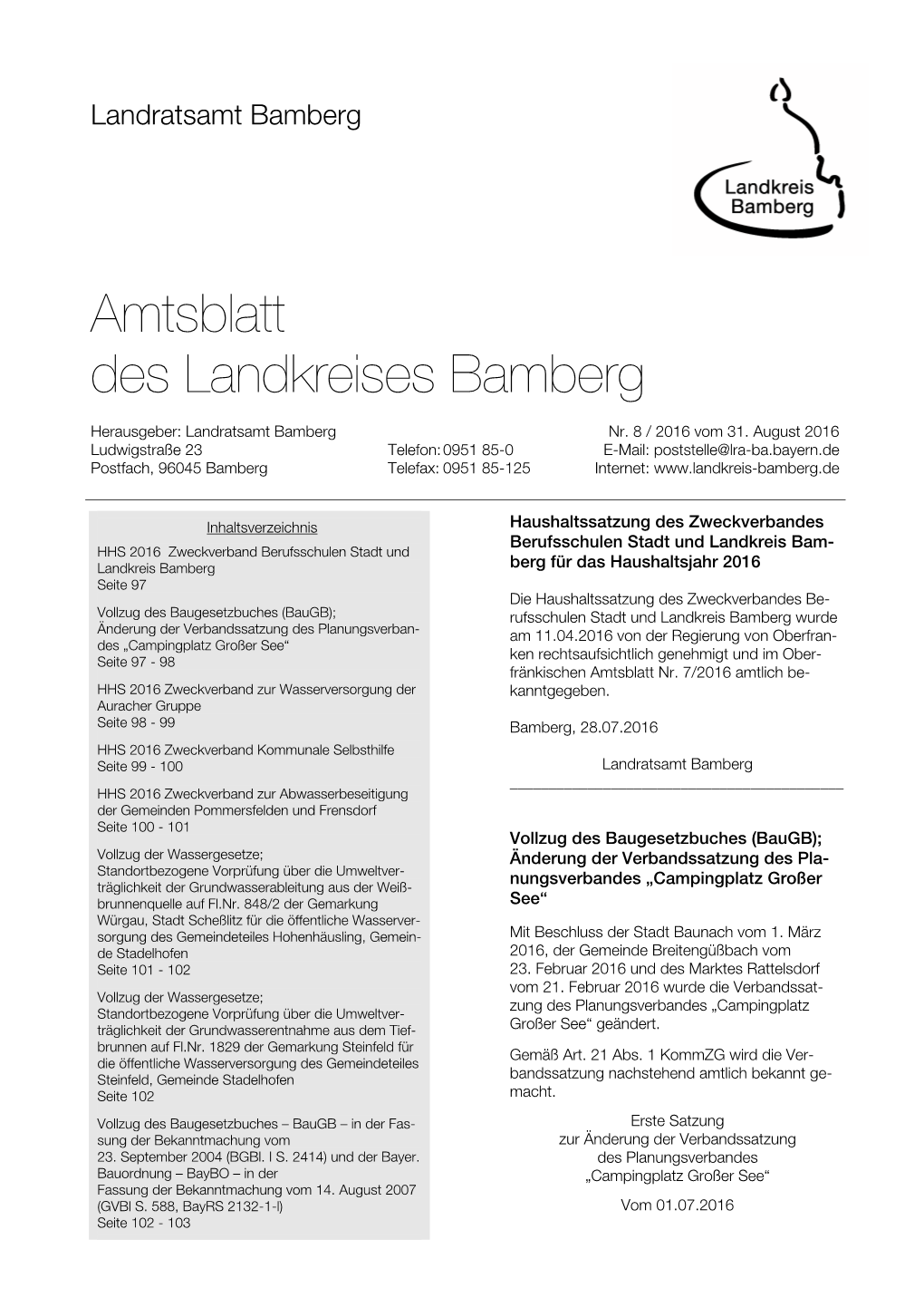 Amtsblatt Des Landkreises Bamberg