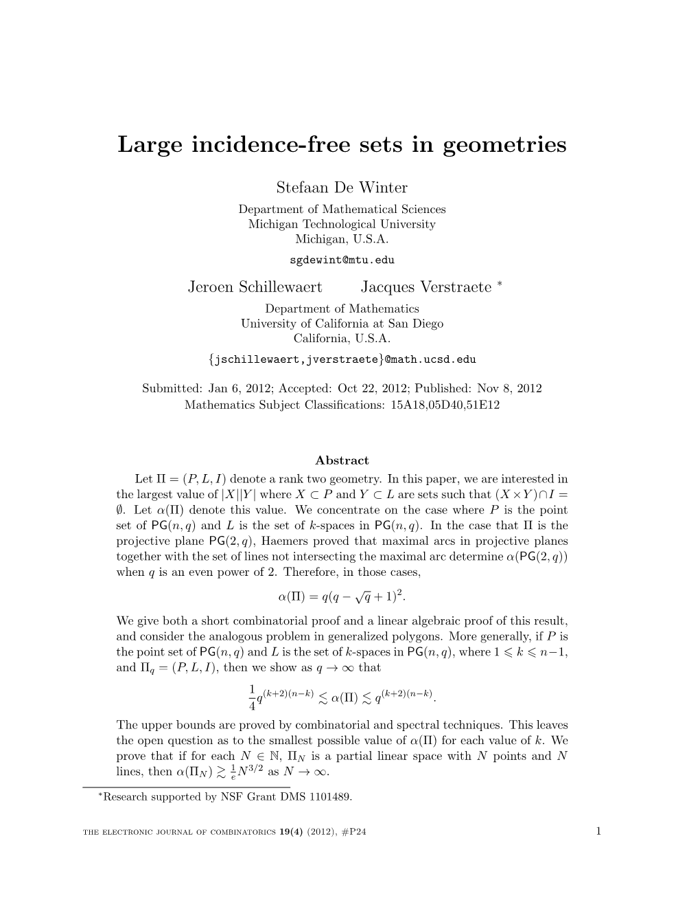 Large Incidence-Free Sets in Geometries