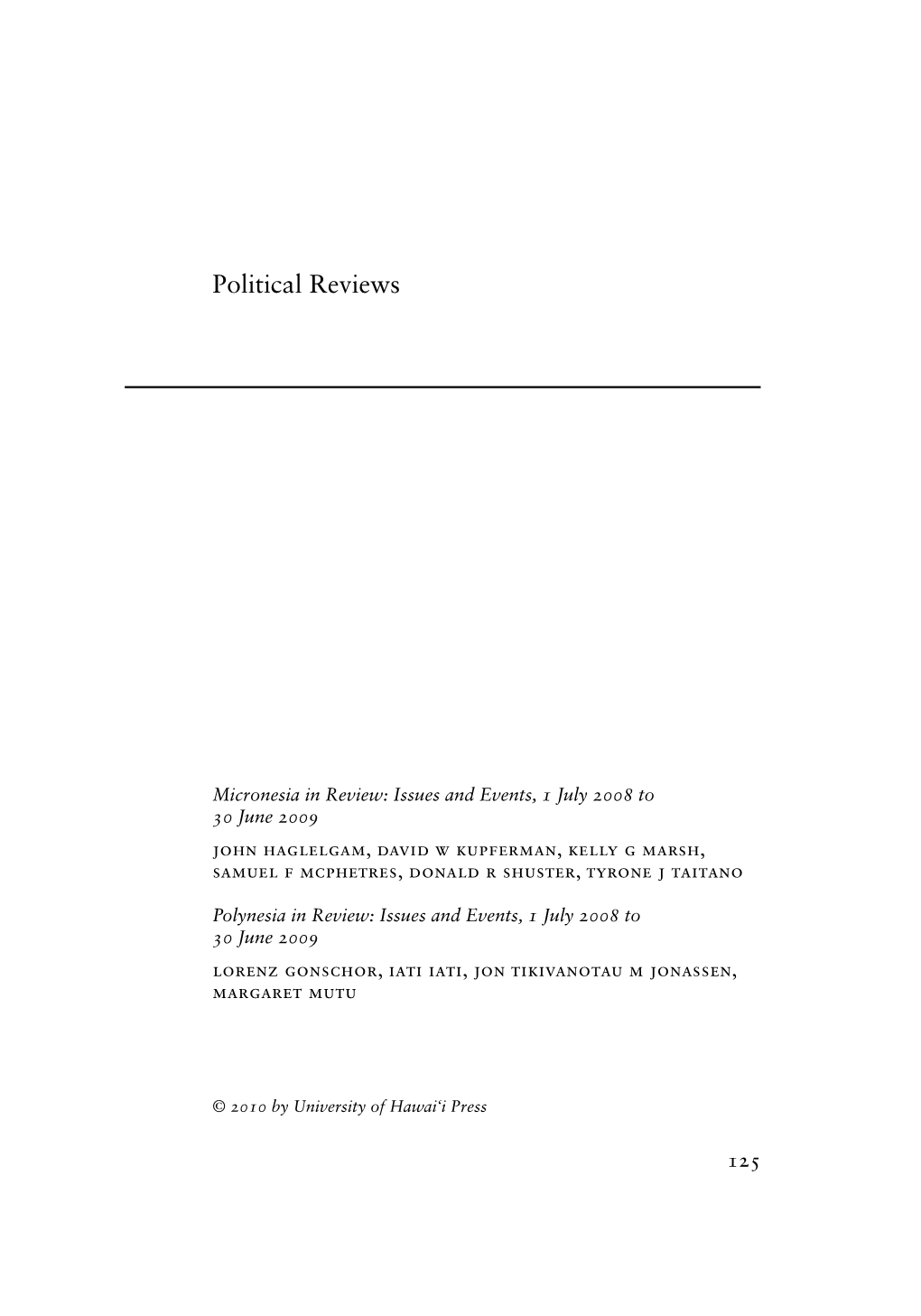 Political Reviews