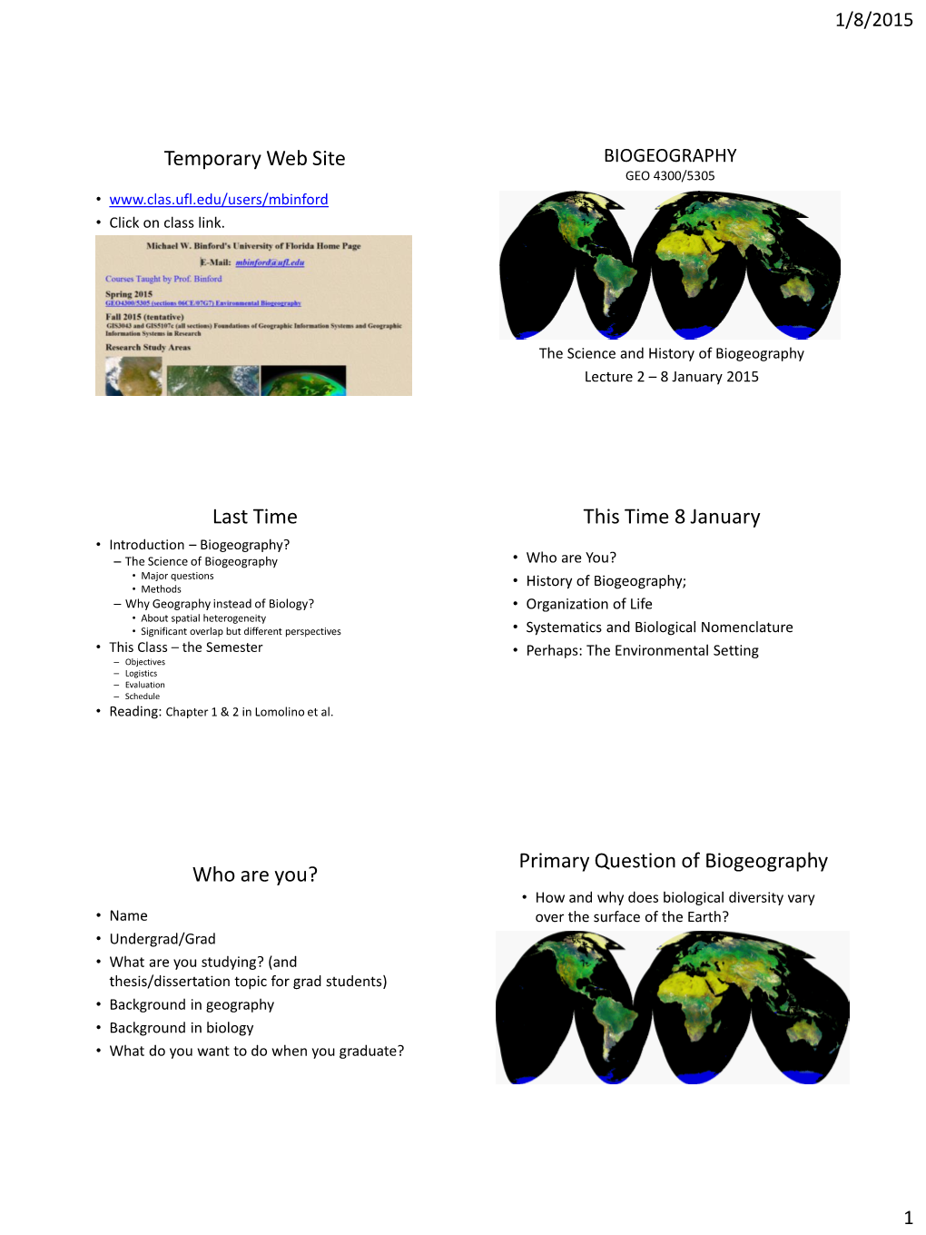 Biogeography Geo 4938/6938