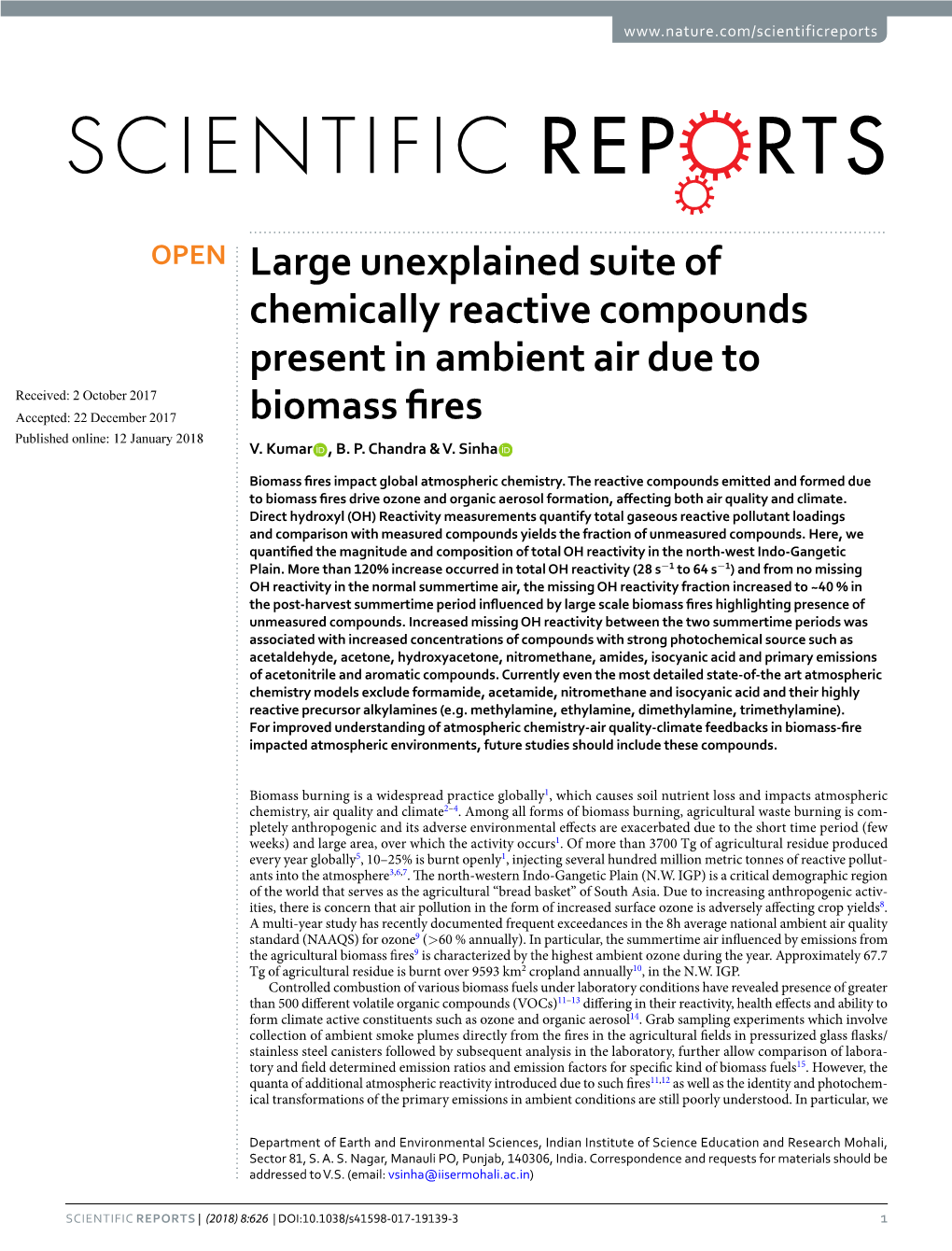 Large Unexplained Suite of Chemically Reactive Compounds Present In