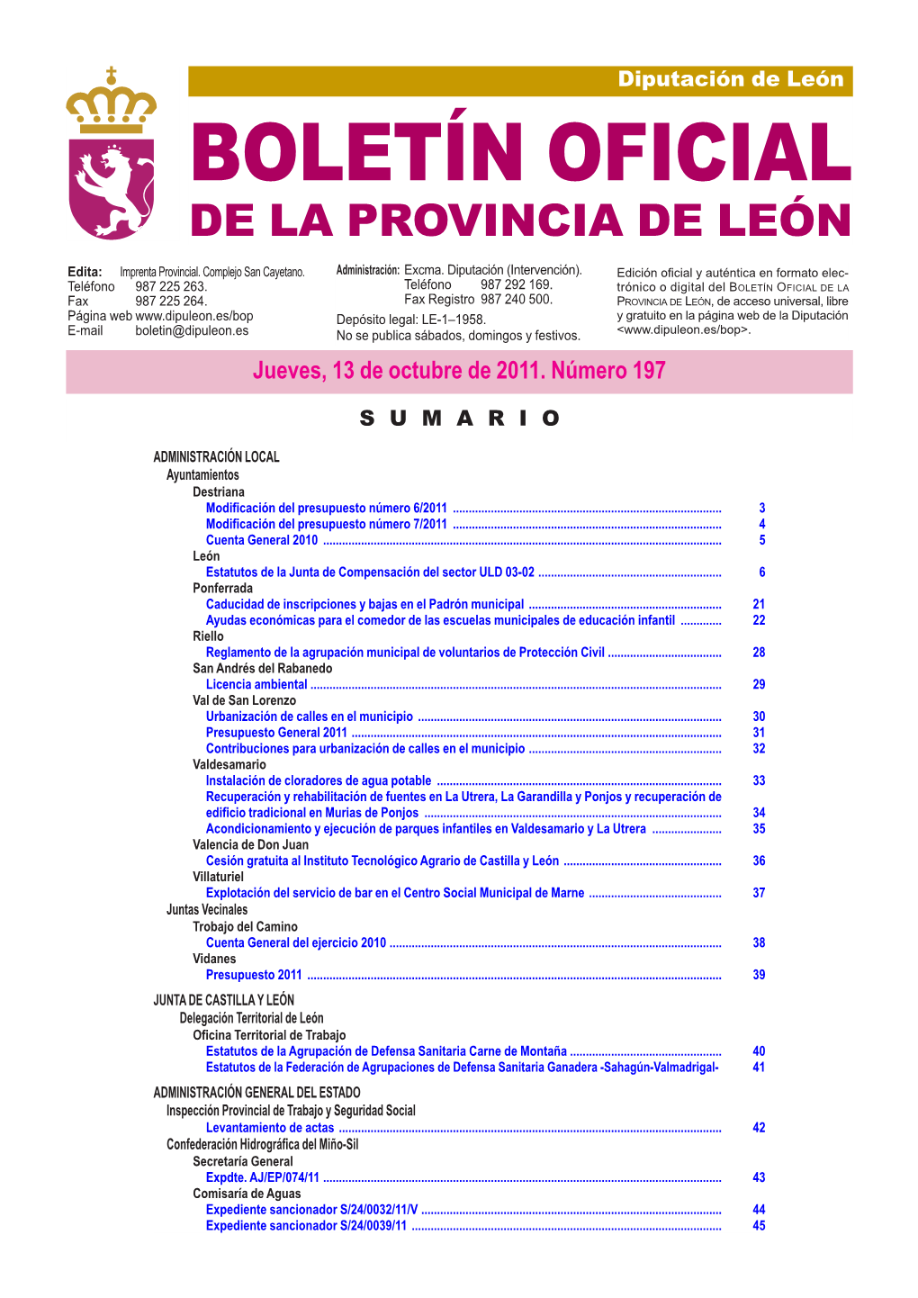 Boletín Oficial De La Provincia De León