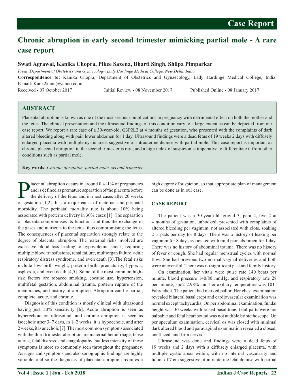 Case Report Chronic Abruption in Early