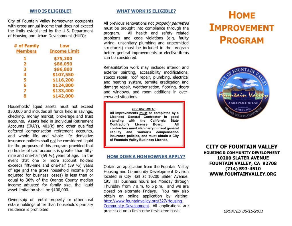 Home Improvement Program Flyer