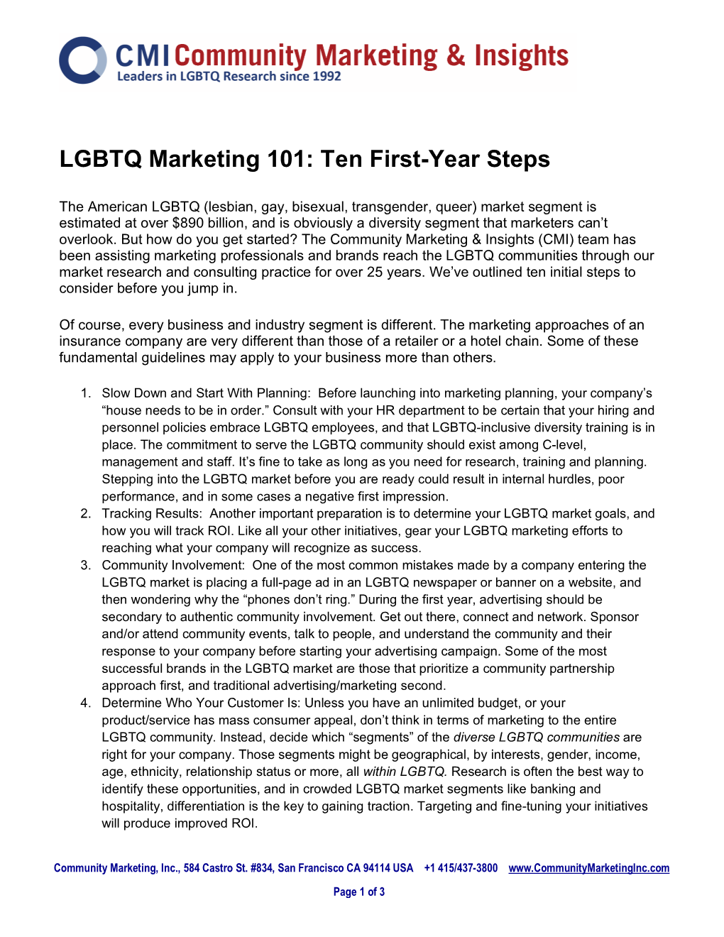 LGBTQ Marketing 101: Ten First-Year Steps