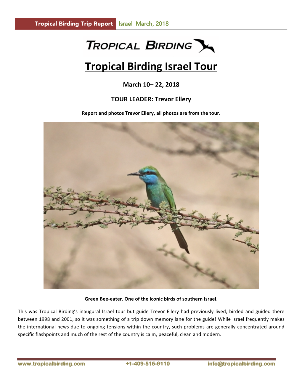 Tropical Birding Israel Tour