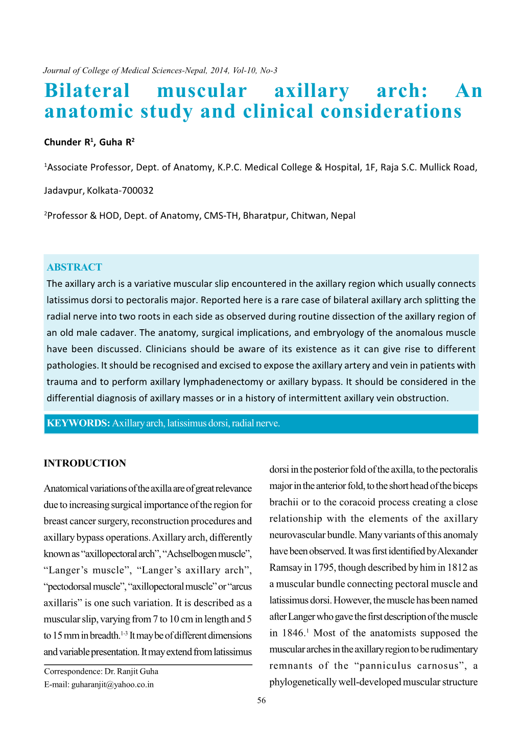 Bilateral Muscular Axillary Arch: an Anatomic Study and Clinical Considerations