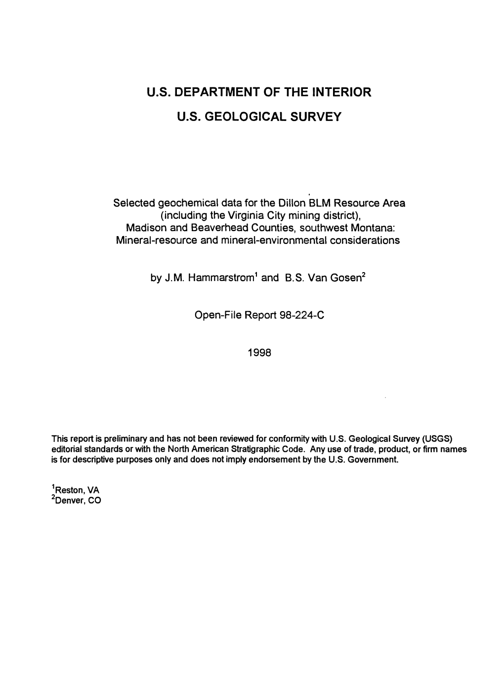 U.S. Department of the Interior U.S. Geological
