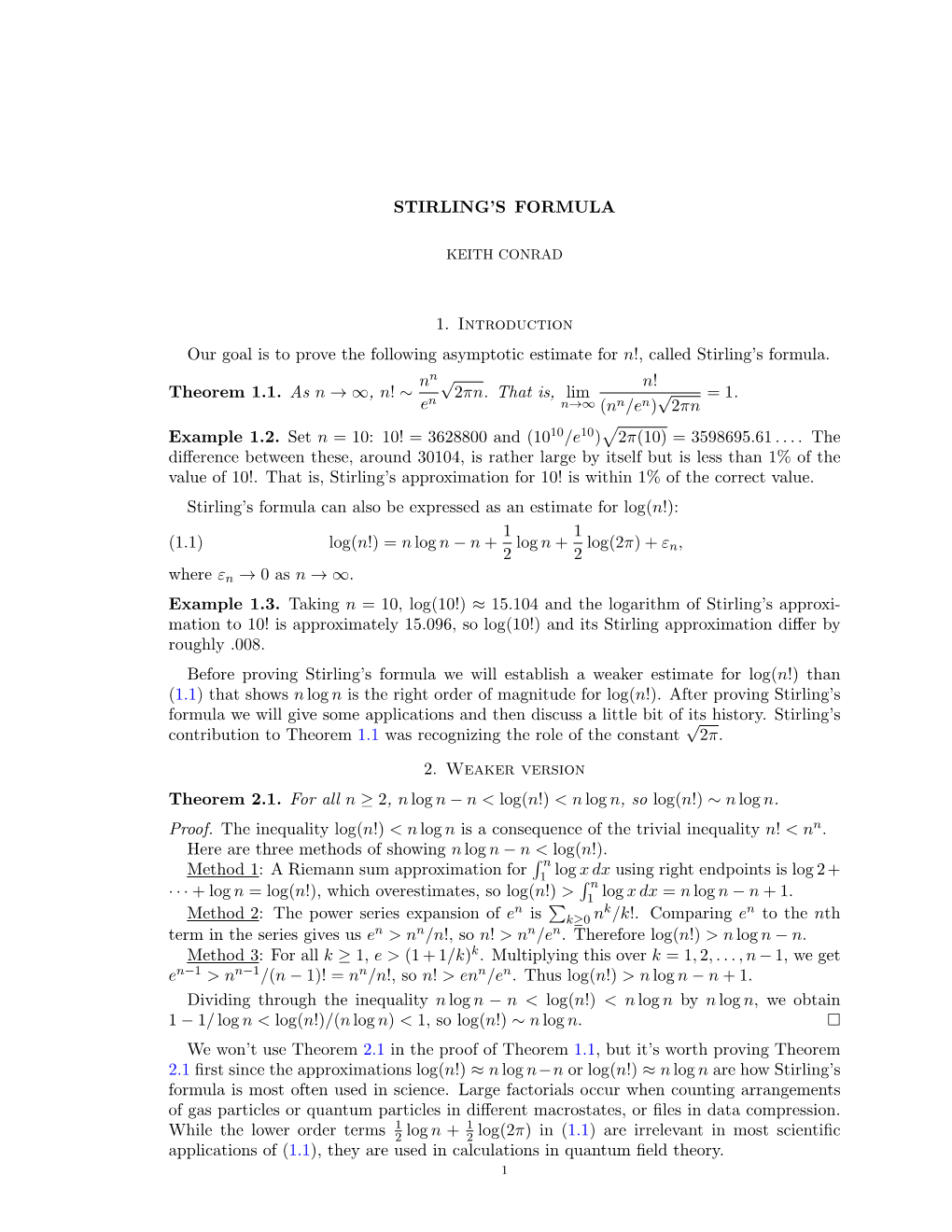 Stirling's Formula