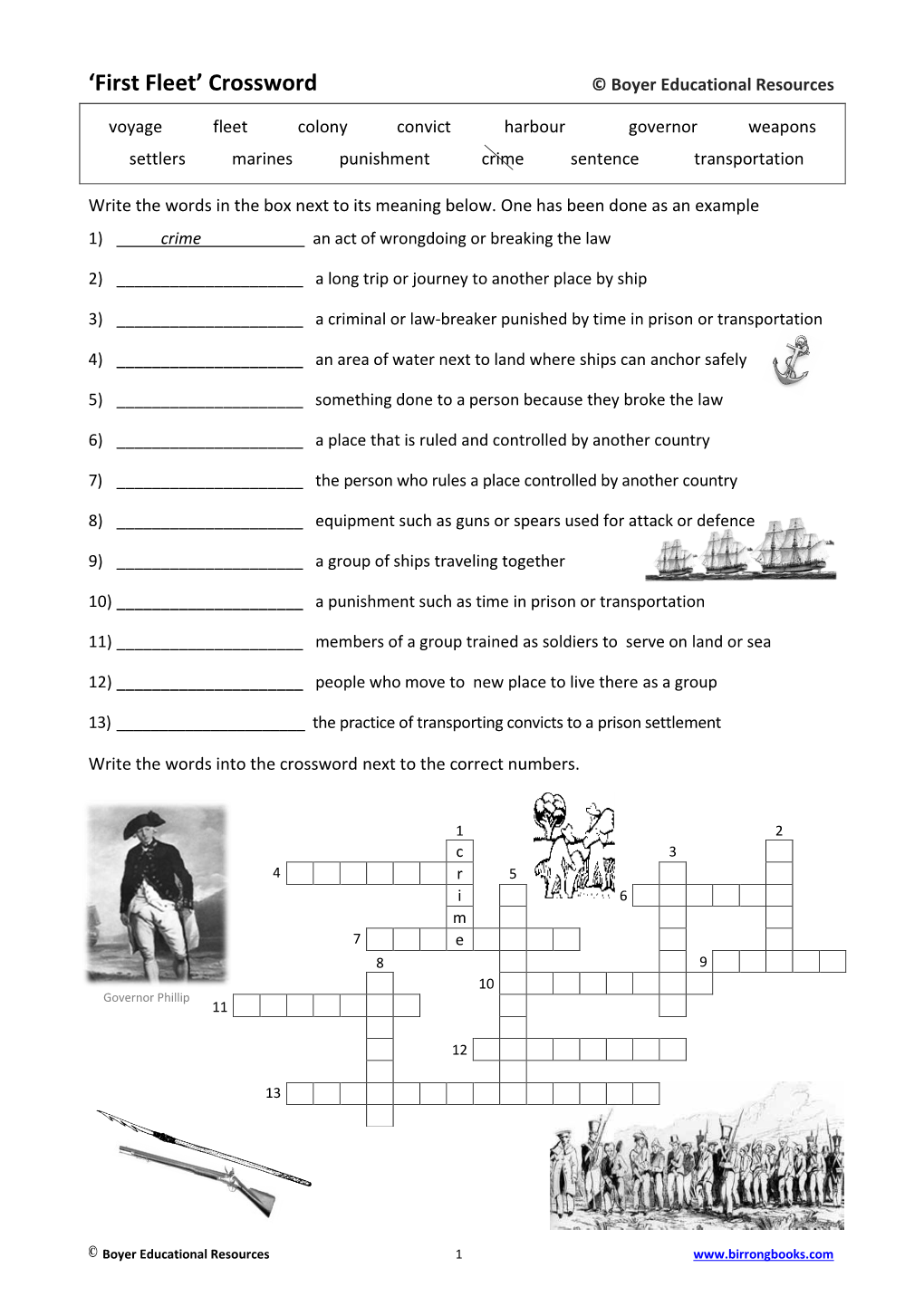 First Fleet Crossword