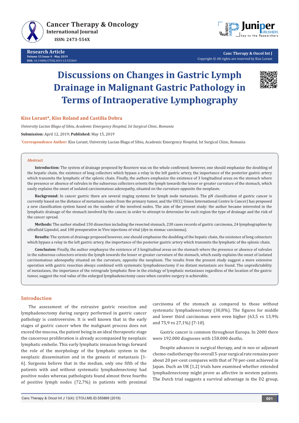 Discussions on Changes in Gastric Lymph Drainage in Malignant Gastric Pathology in Terms of Intraoperative Lymphography