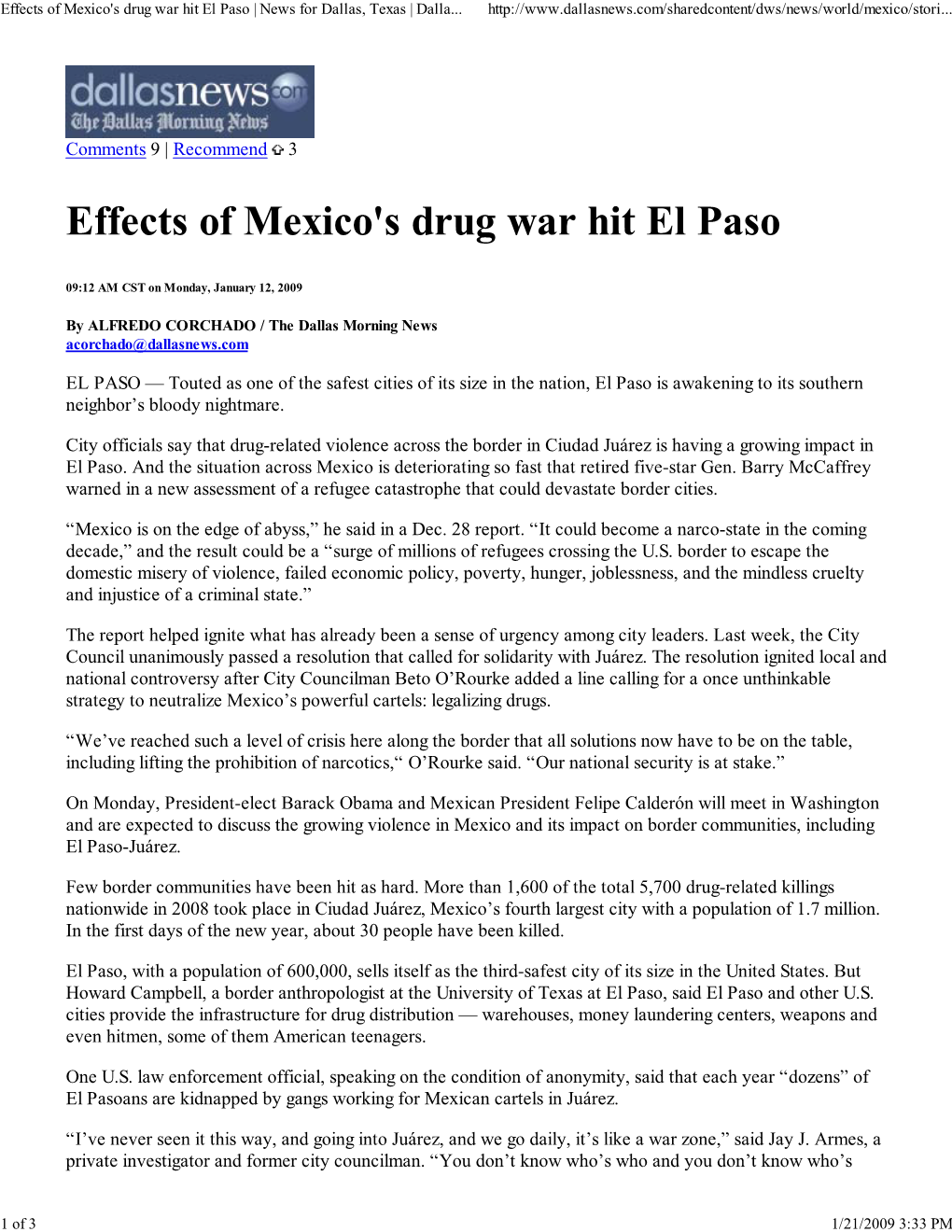 Effects of Mexico's Drug Wa