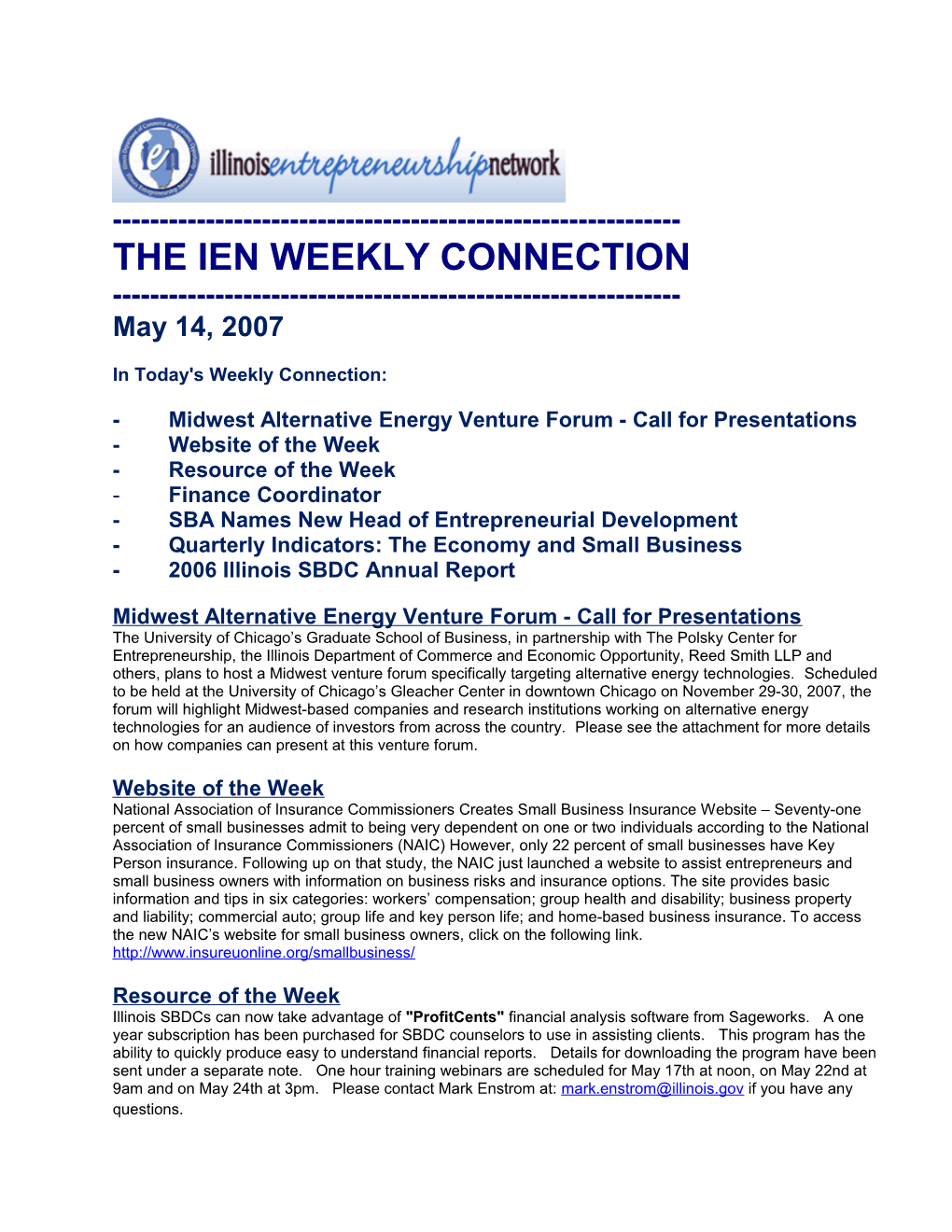 The Ien Weekly Connection s3