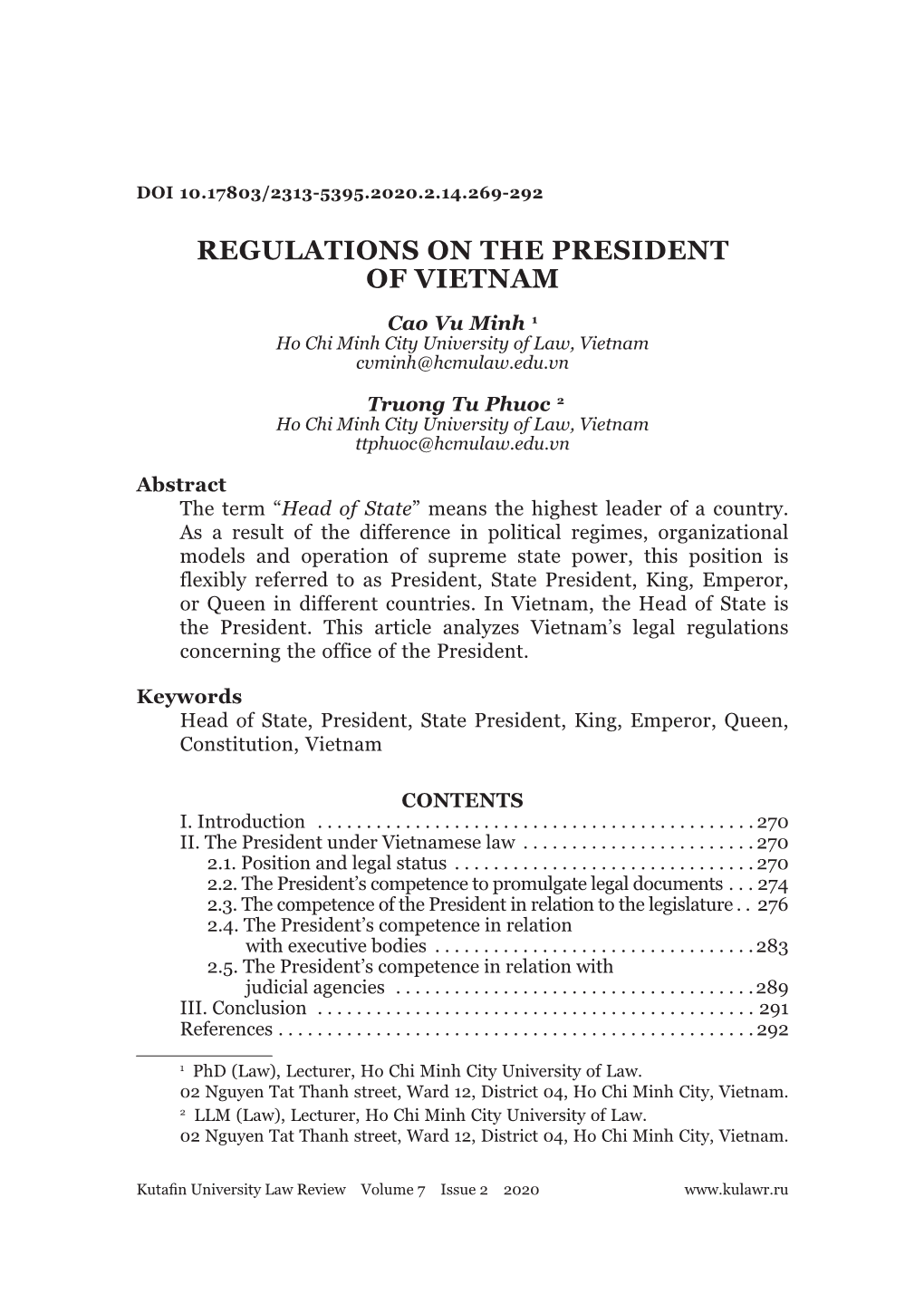 Regulations on the President of Vietnam