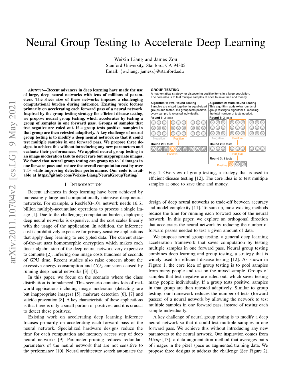 Neural Group Testing to Accelerate Deep Learning