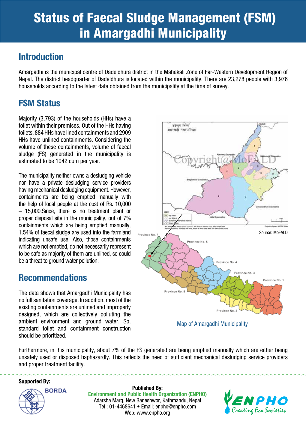 Status of Faecal Sludge Management (FSM) in Amargadhi Municipality