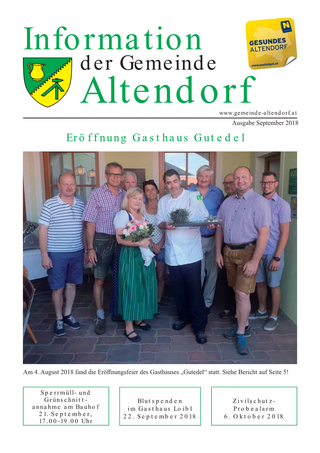 Information Der Gemeinde Altendorf Ausgabe September 2018 Eröffnung Gasthaus Gutedel