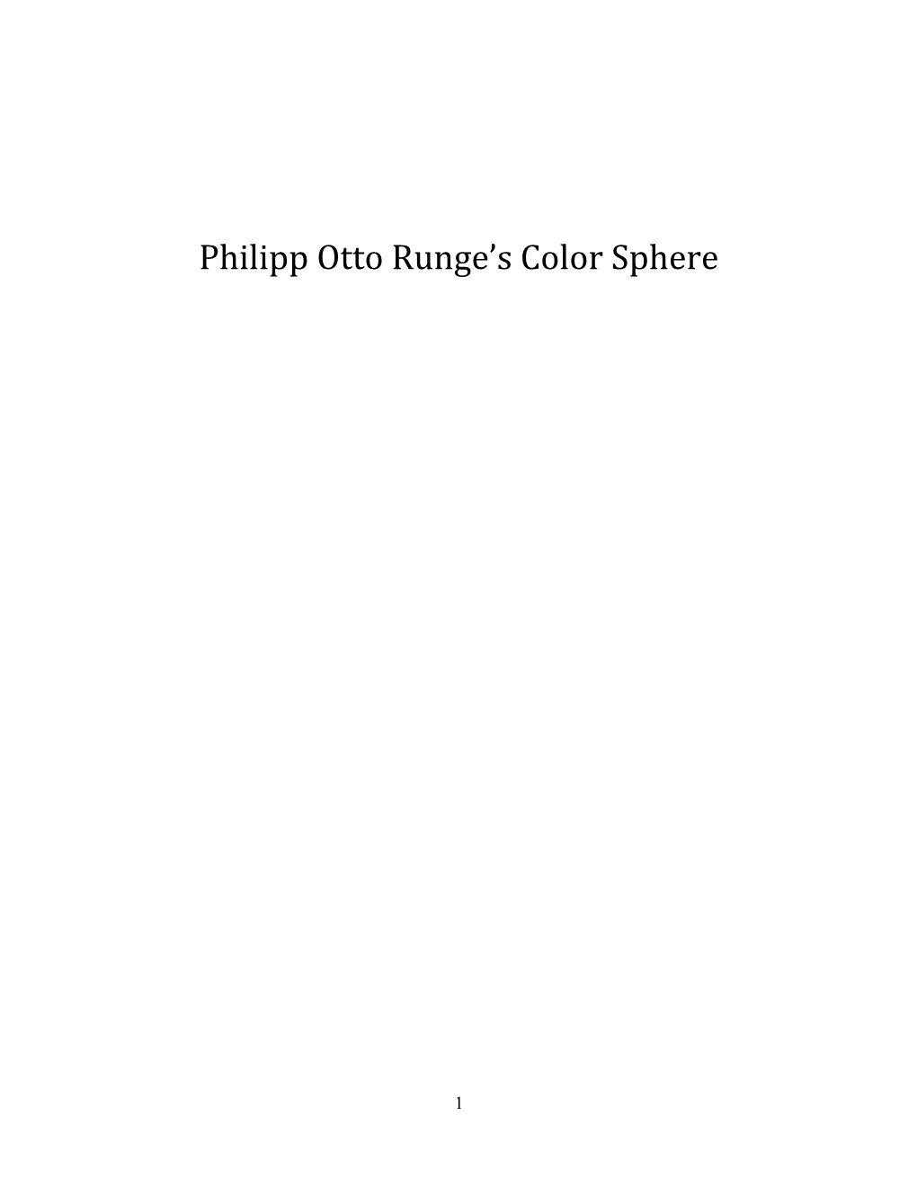 Philipp Otto Runge's Color Sphere