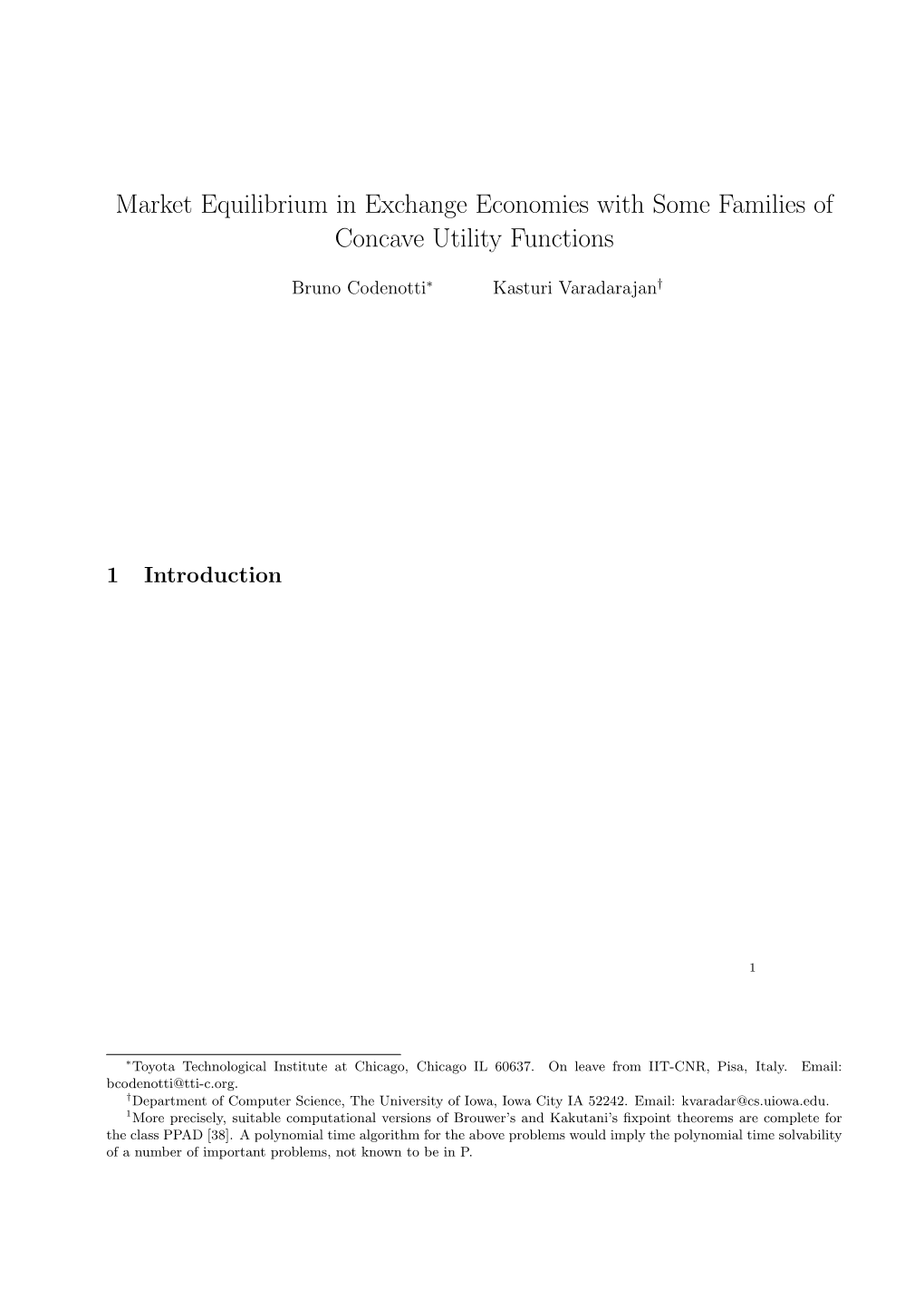 Market Equilibrium in Exchange Economies with Some Families of Concave Utility Functions