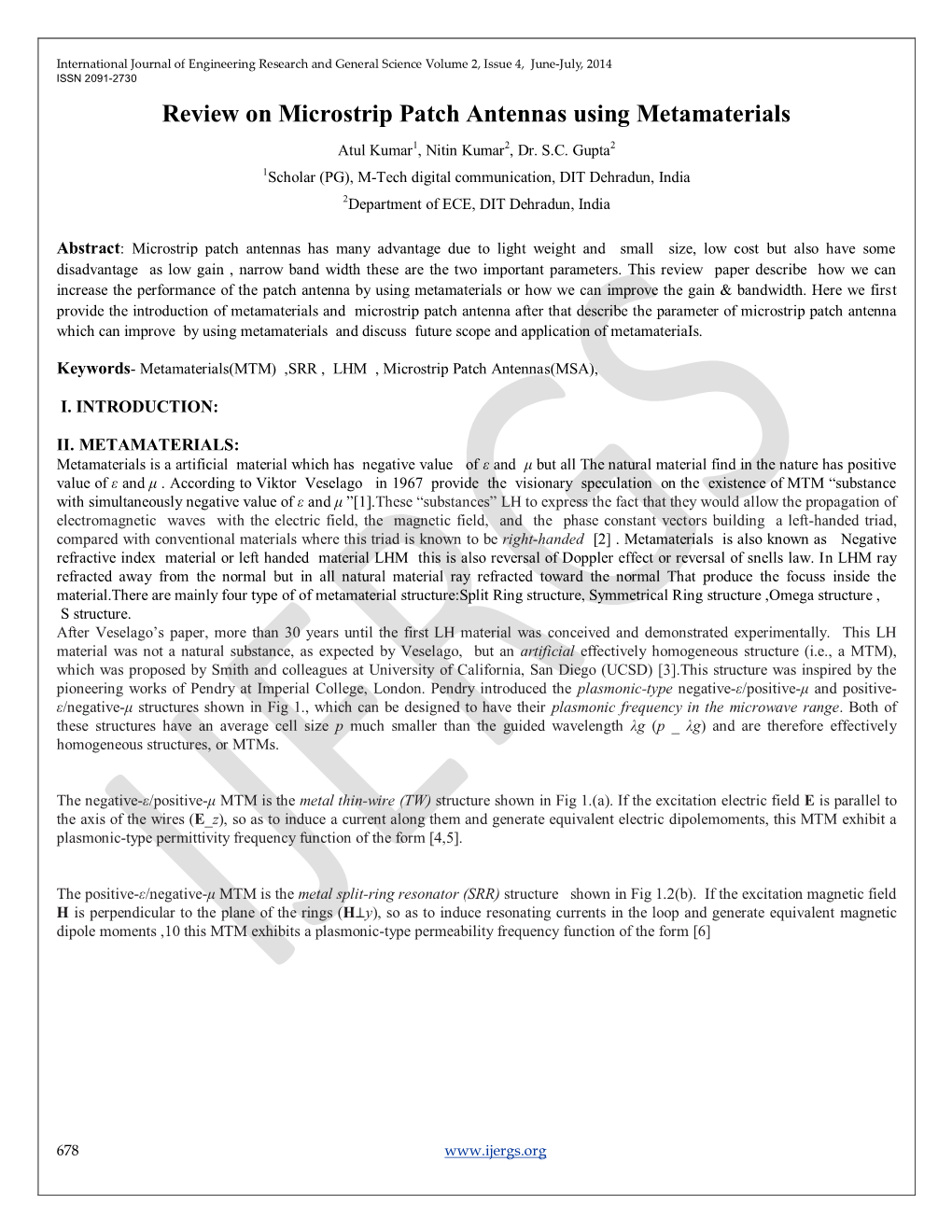 82. Review on Microstrip Patch Antennas Using Metamaterials