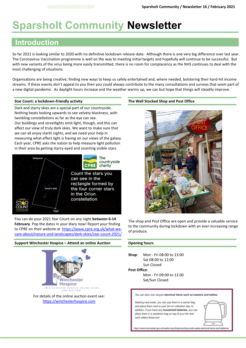 Sparsholt Community Newsletter