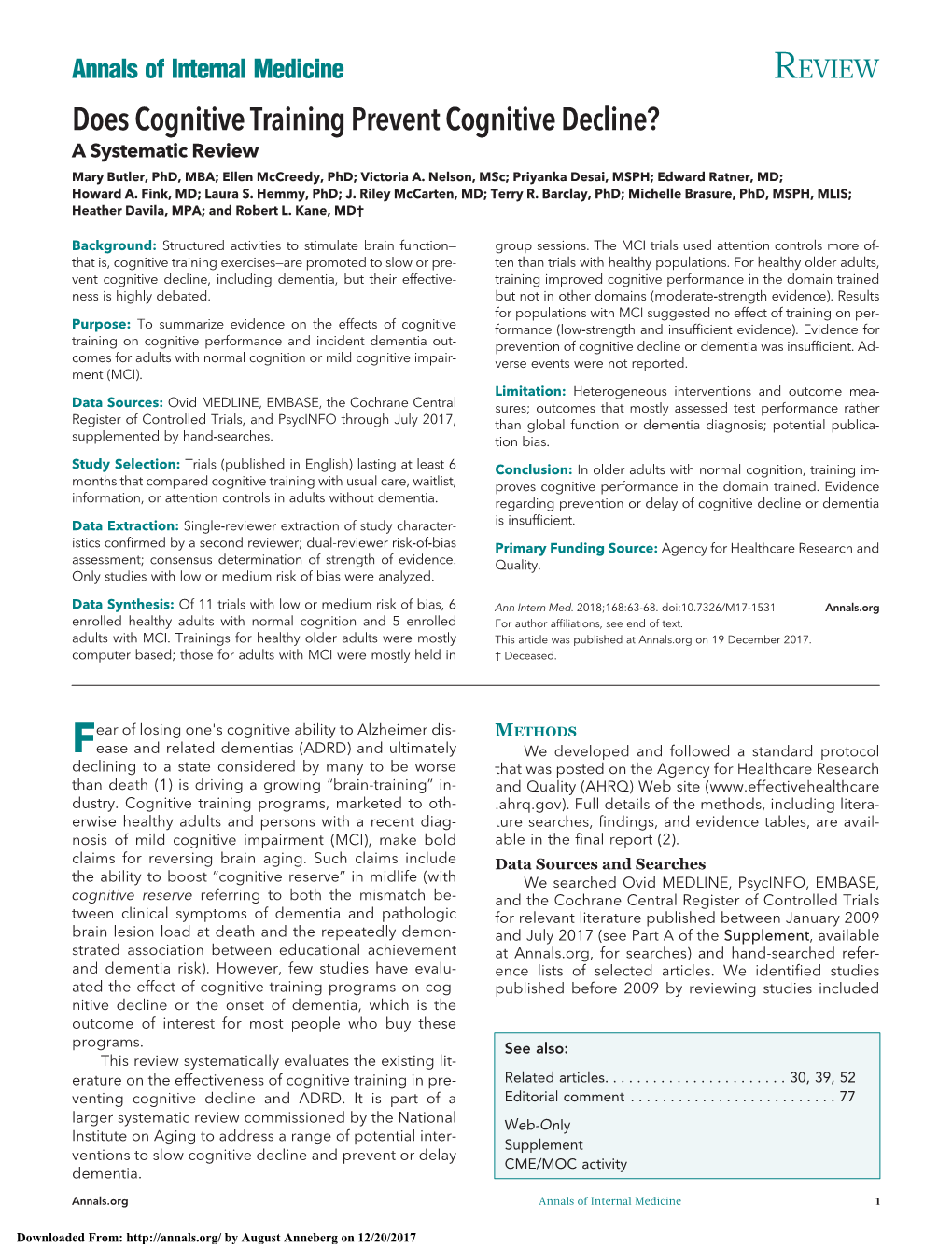 Does Cognitive Training Prevent Cognitive Decline?A Systematic