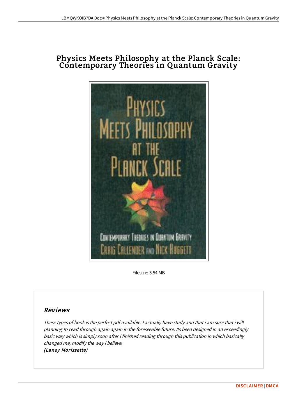 Download Book > Physics Meets Philosophy at the Planck Scale