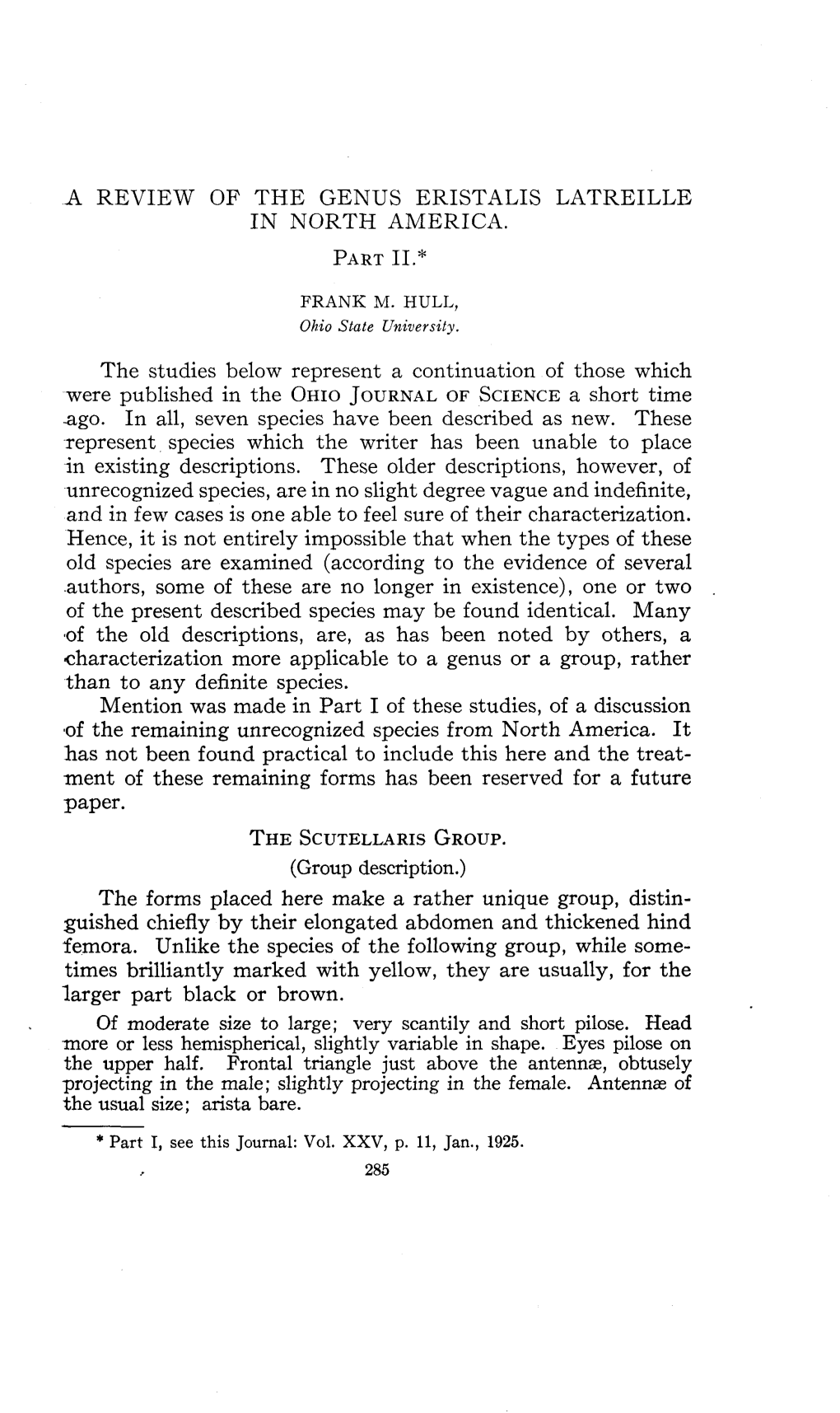 A Review of the Genus Eristalis Latreille in North America. Part Ii.*