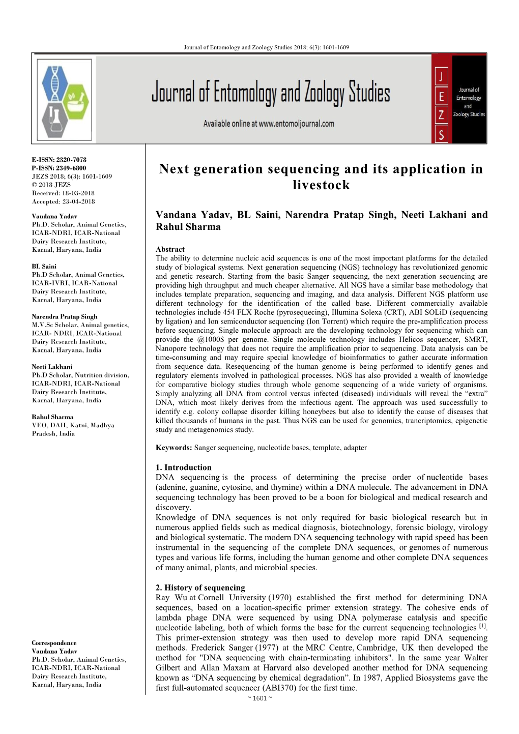 Next Generation Sequencing and Its Application in Livestock