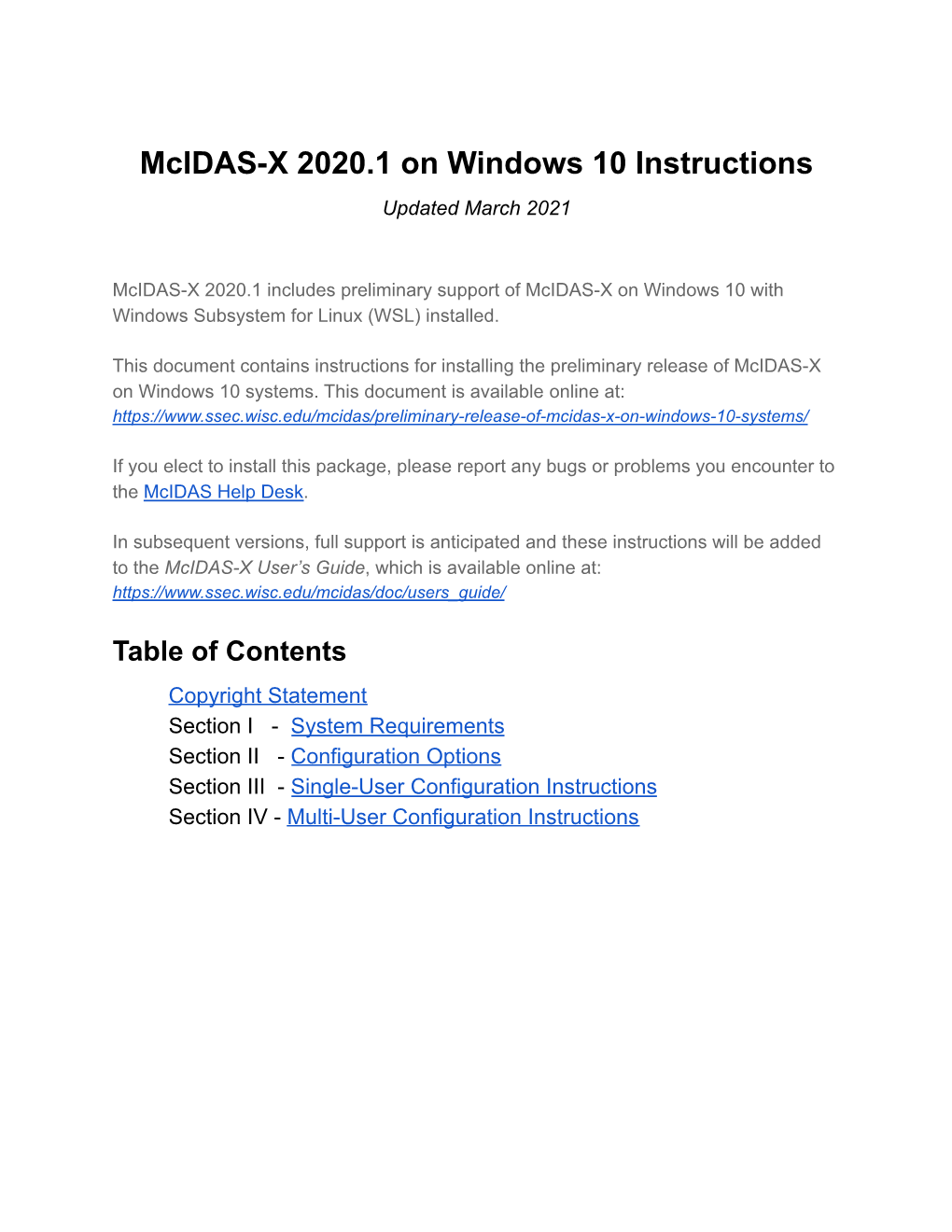 Mcidas-X 2020.1 on Windows 10 Installation Instructions
