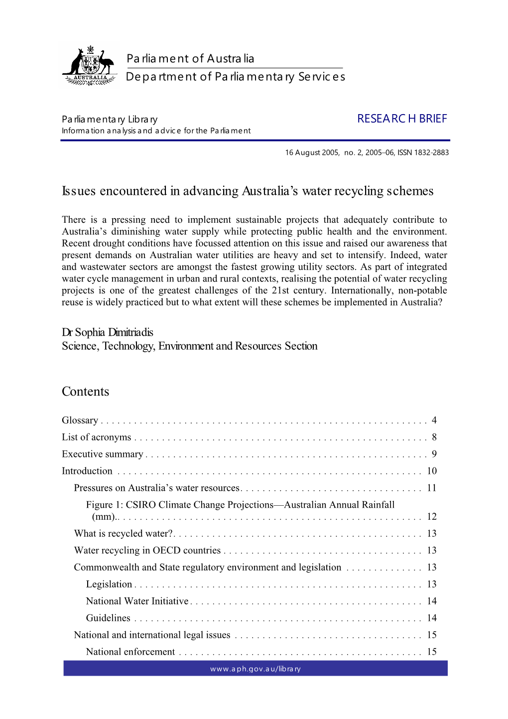 Issues Encountered in Advancing Australia's Water Recycling Schemes