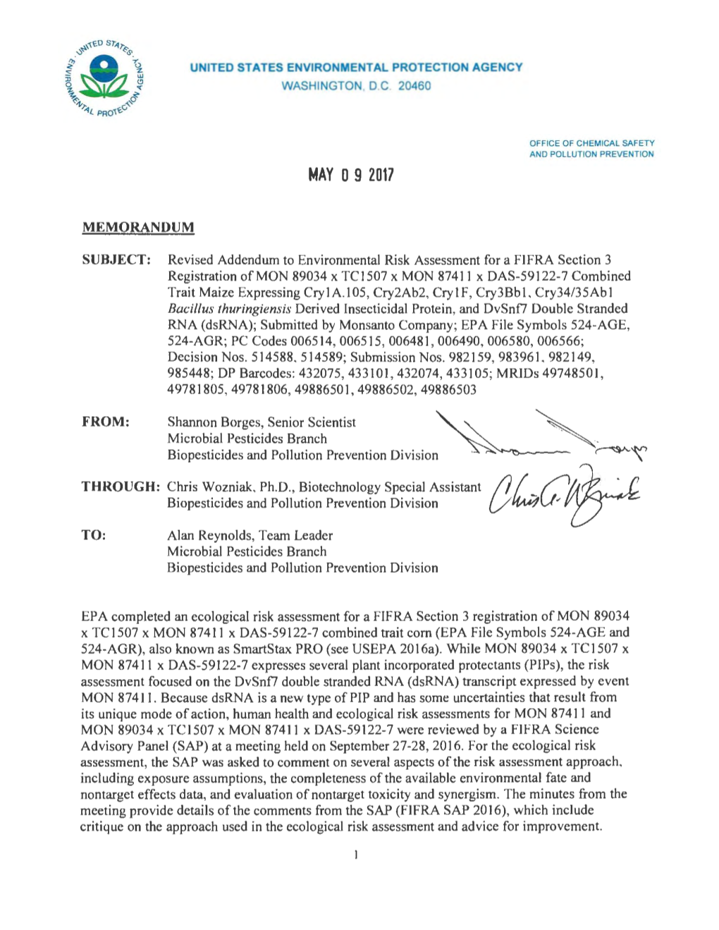 Revised Addendum to Environmental Risk Assessment